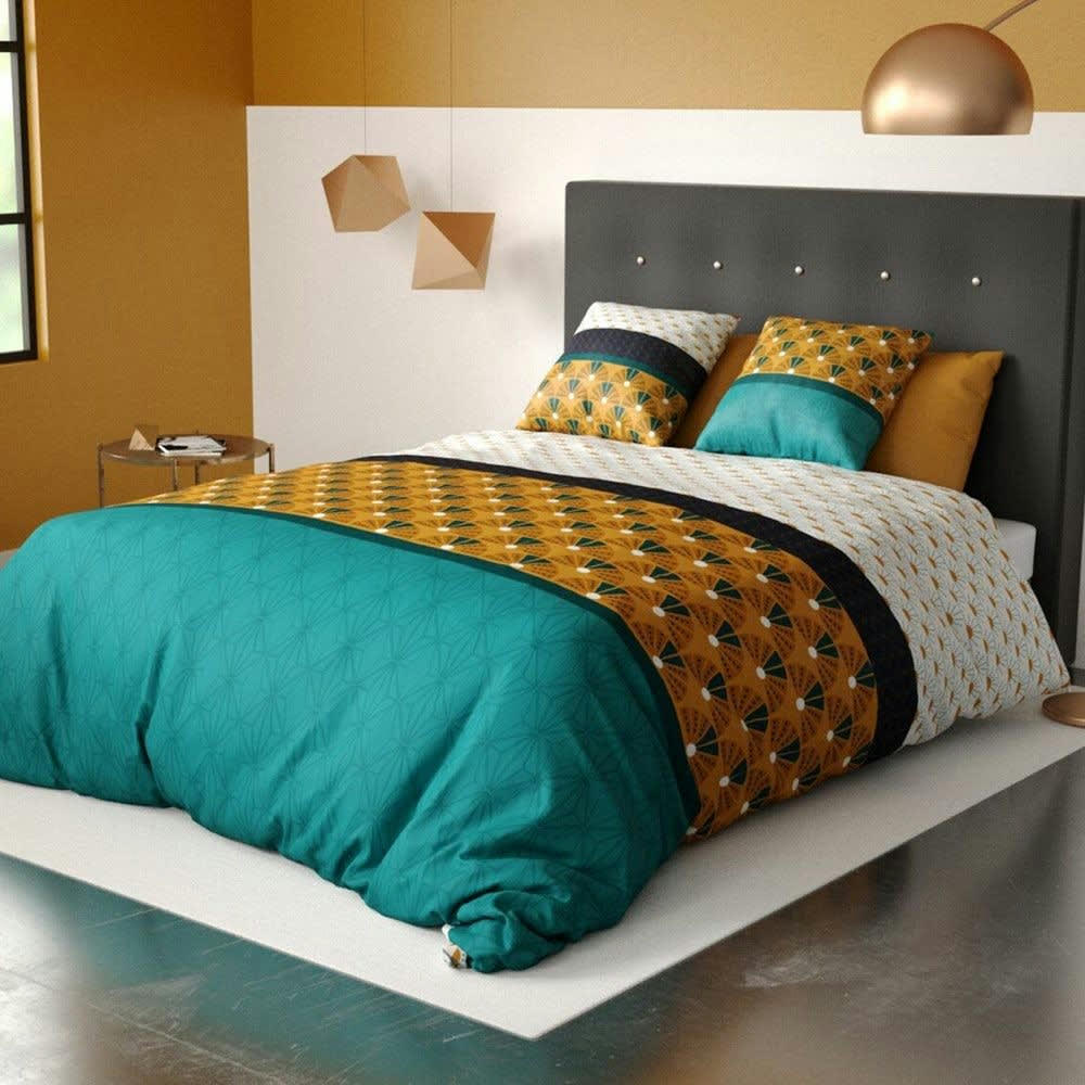 MADRA - Parure de couette 100% coton 57 fils imprimée 240x220 2 taies