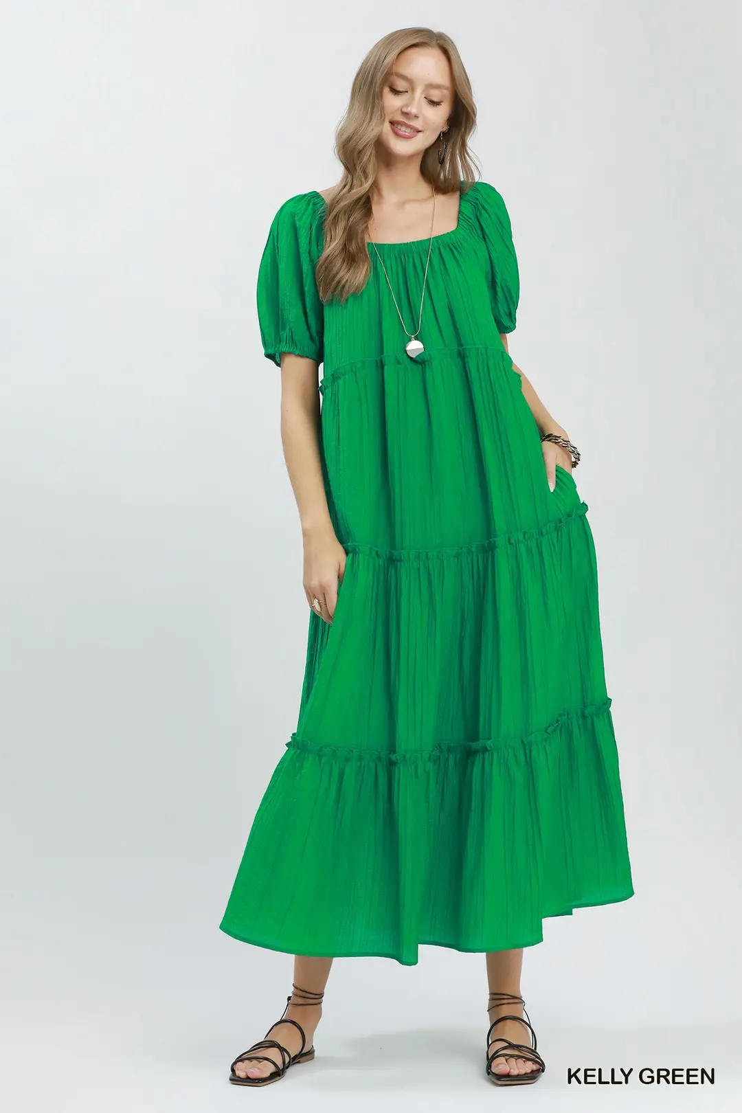 Textured Tiered Midi Dress