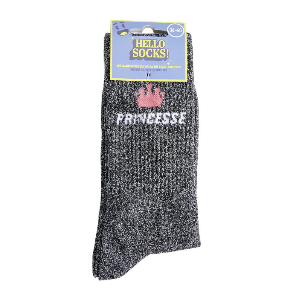 Chaussettes femme tige haute Princesse pailletté gris T36/40