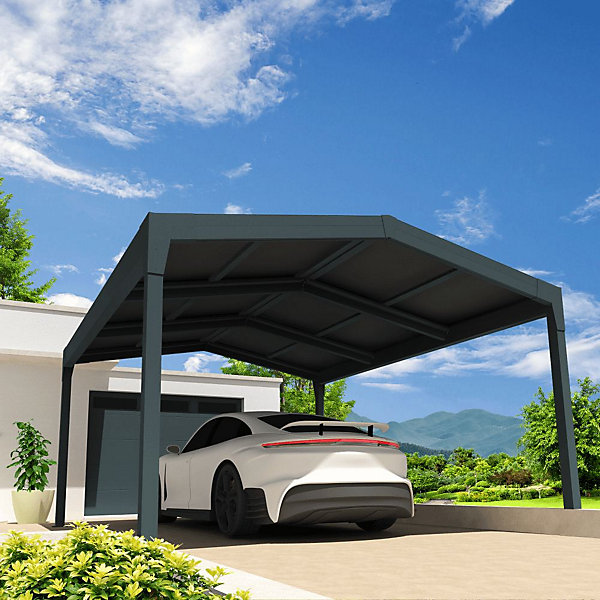 Carport solaire ENERGY 2 pentes Gris anthracite 4,106x4,799m