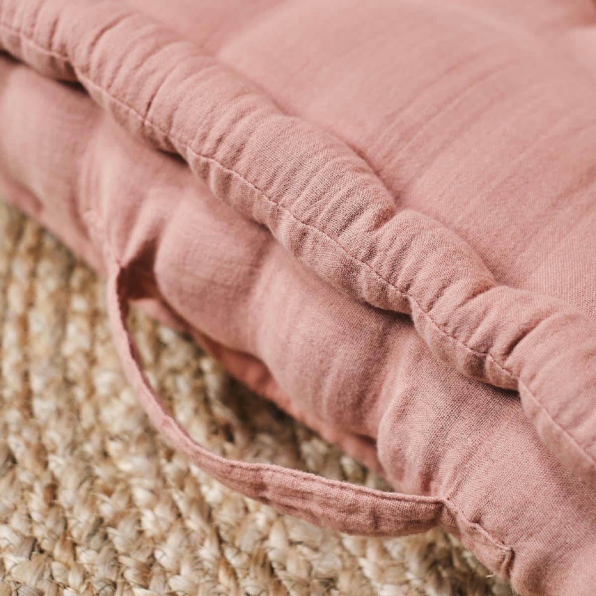 INDIAN FLOWERS - Coussin de sol en Gaze de coton Rose 40x40 cm