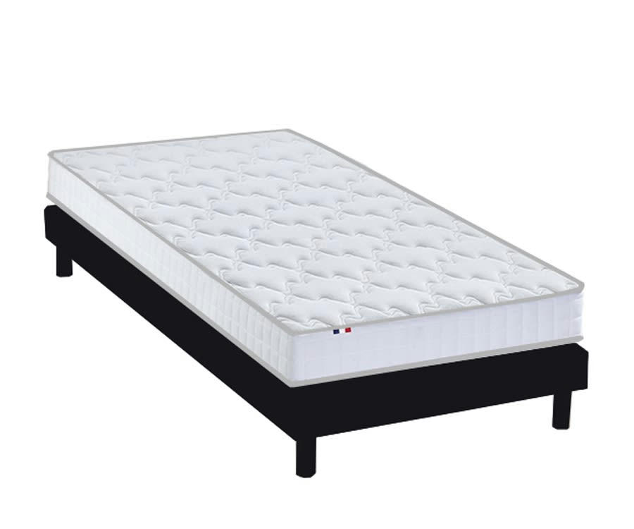 ENSEMBLE KIT ESSENCE - Ensemble Matelas Mousse + Latex+Sommier en Kit Anthracite 90x190