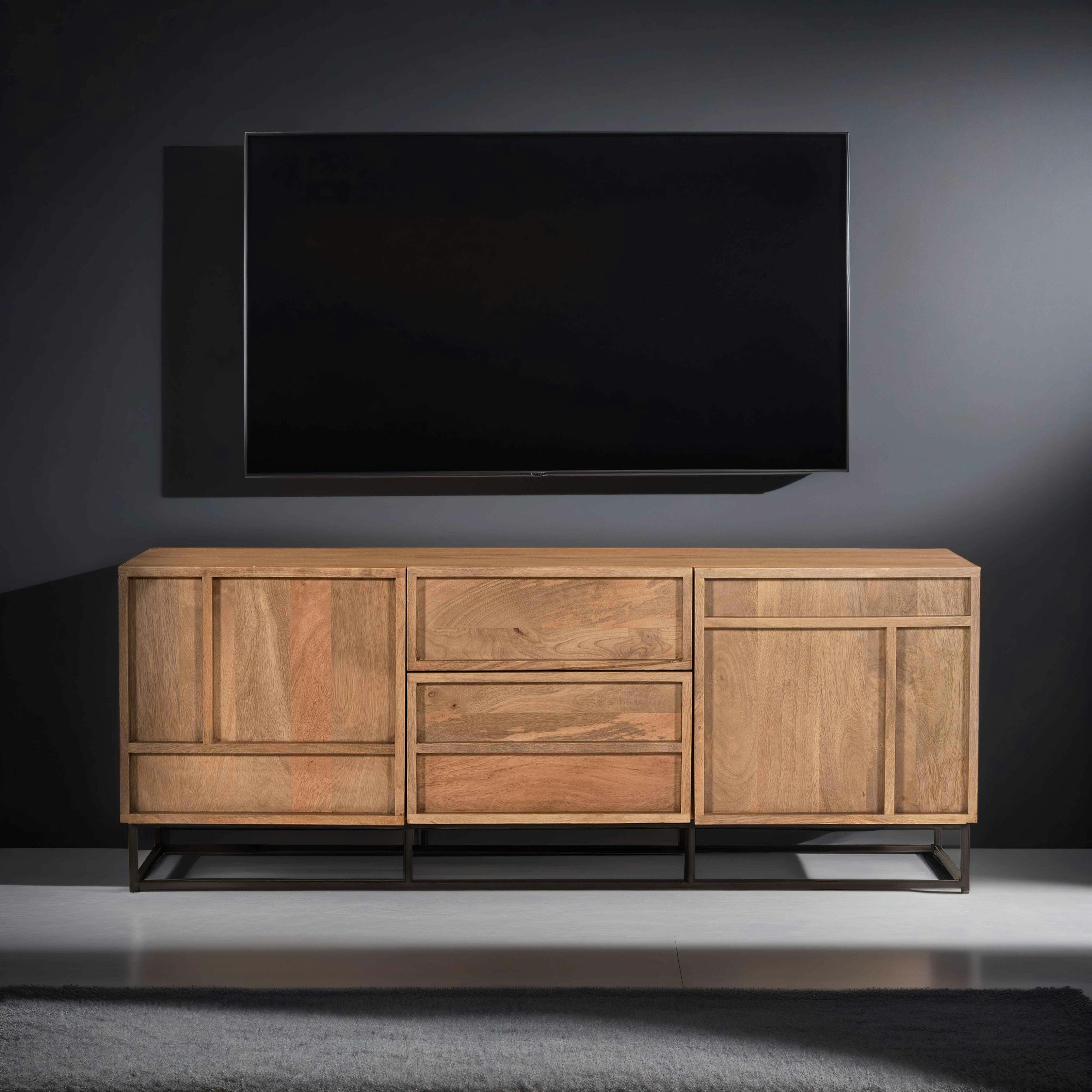 TILDA - Meuble TV avec tiroir et porte en manguier massif