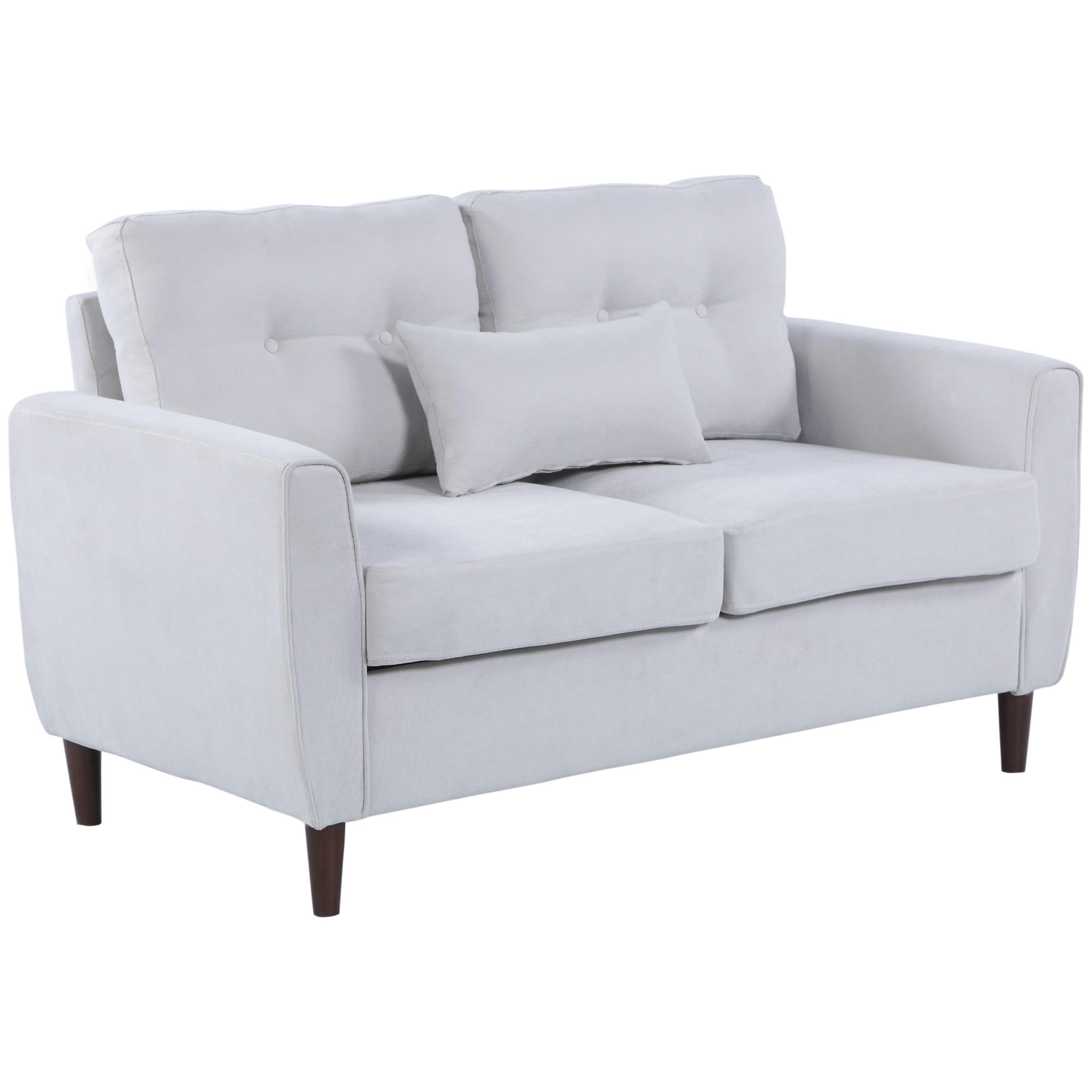 - Canapé 2 places grand confort coussin inclu tissu lin gris clair