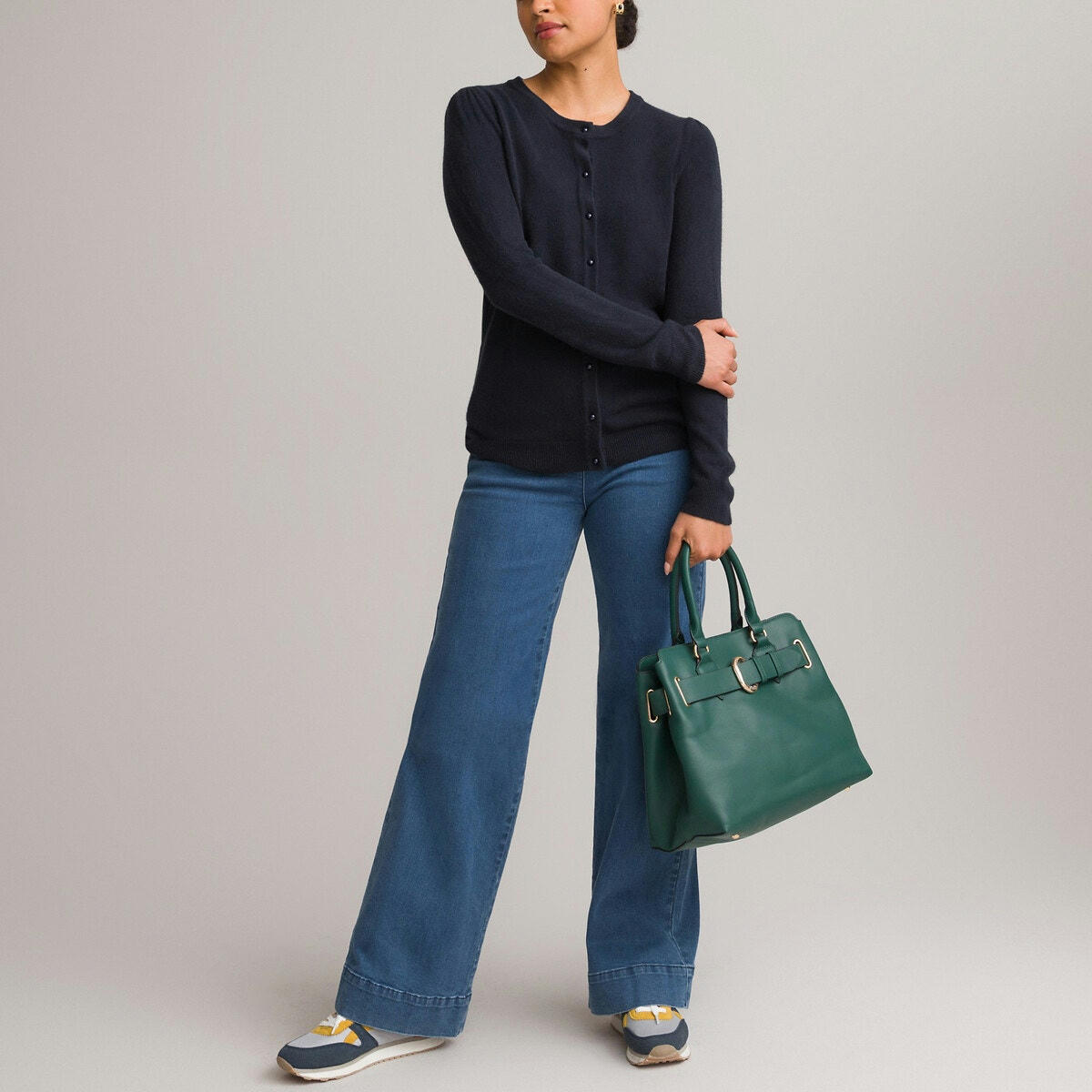Cardigan col rond en fine maille, boutonné