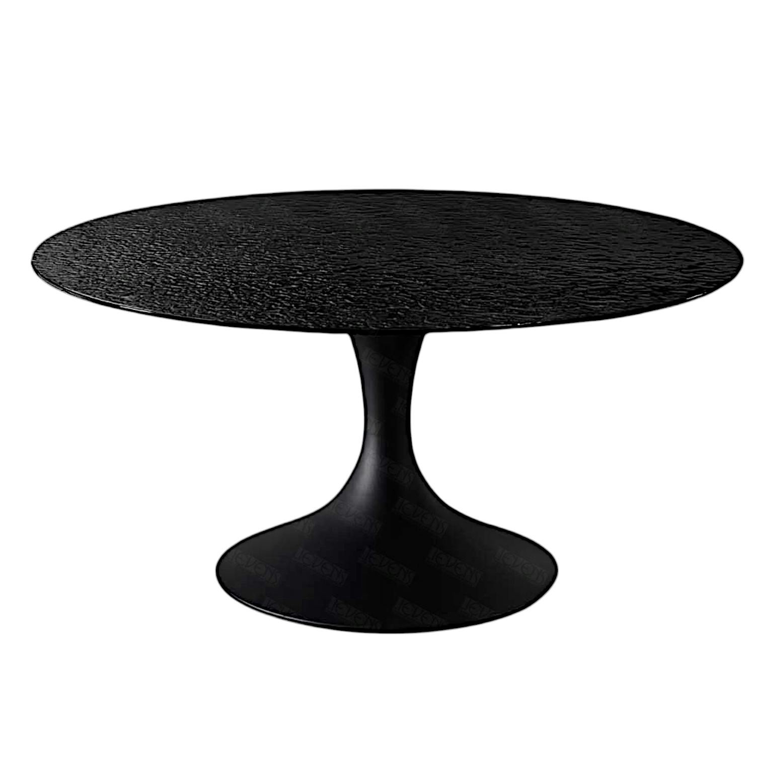 Table ronde en verre ondulé noir Ø 145 cm LIGURIE