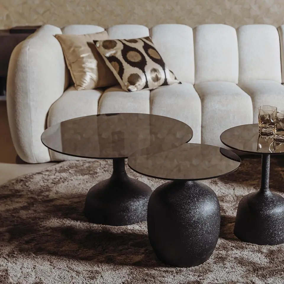 Tower Living - Elba bijzettafel glas - ?40 cm - zwart