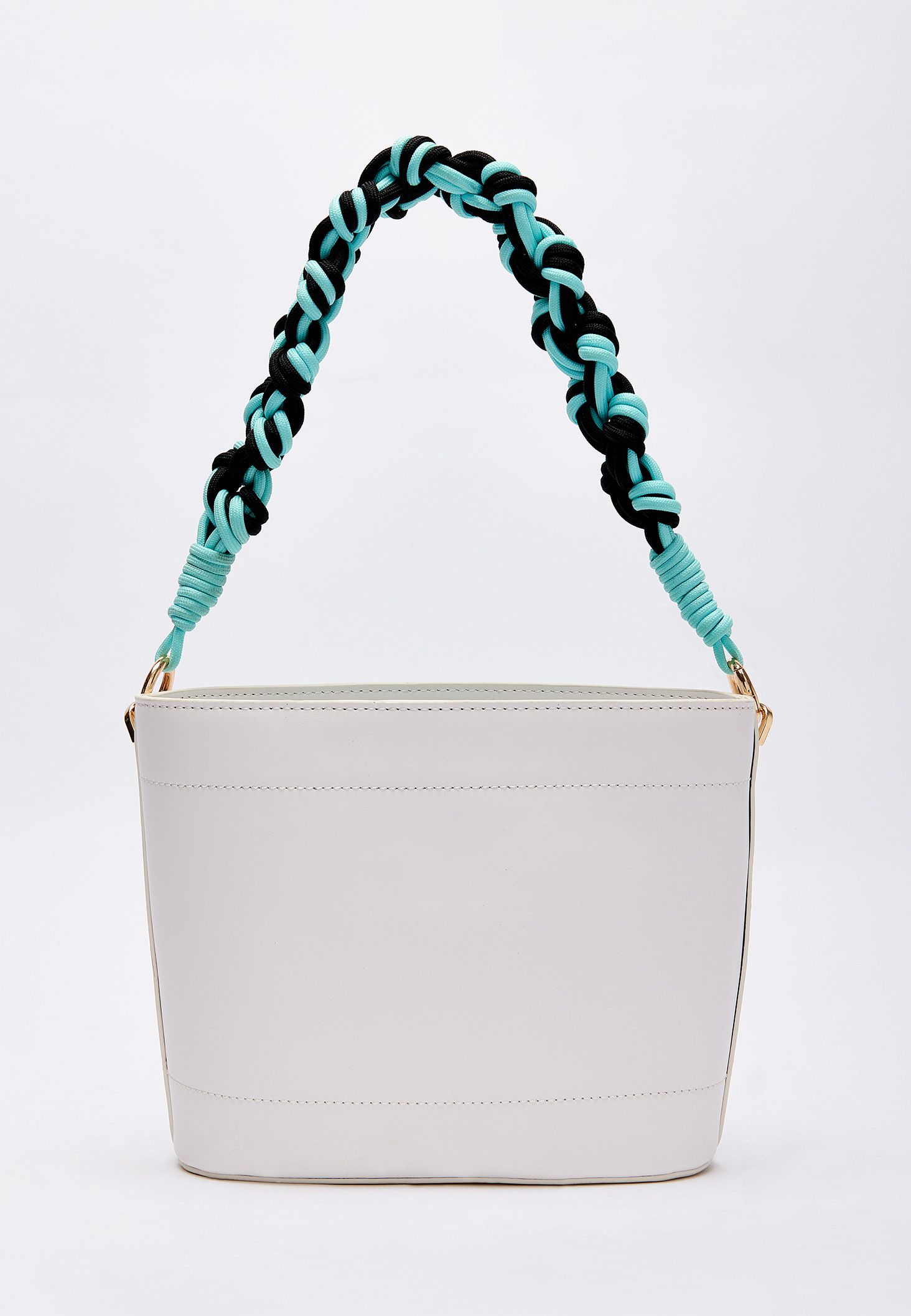 House of Holland White Crossbody Bag with Printed Logo and Plait Handle