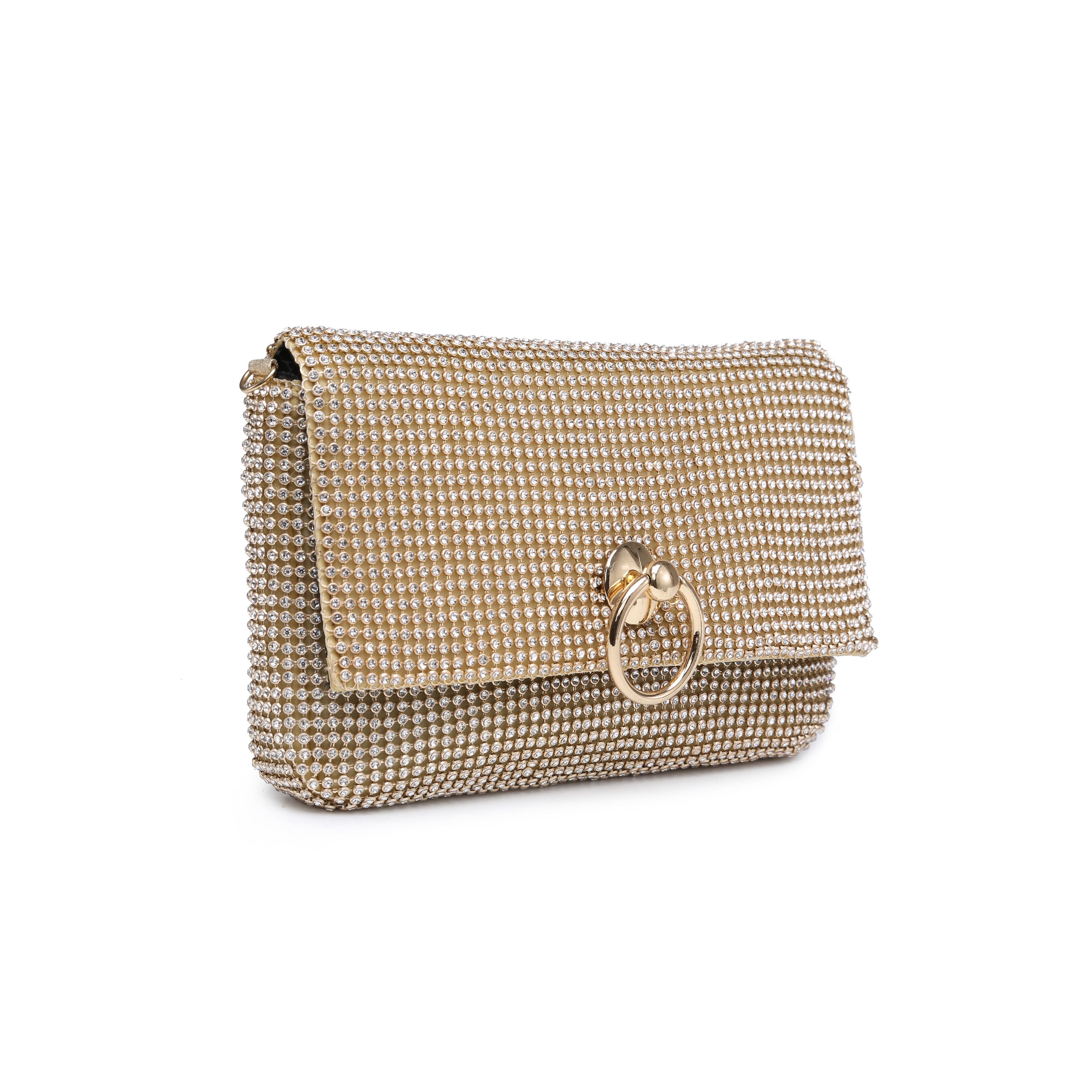 JFY Carri Co. Metal Ring Flap Double Side Diamante Bag