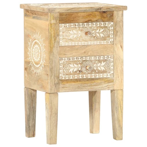 NNEVL Hand Painted Bedside Cabinet 40x30x60 cm Solid Mango Wood