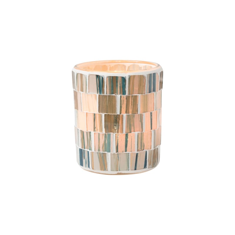 Waxinelichthouder Moza?ek - blauw - &Oslash;7.3x8.5 cm