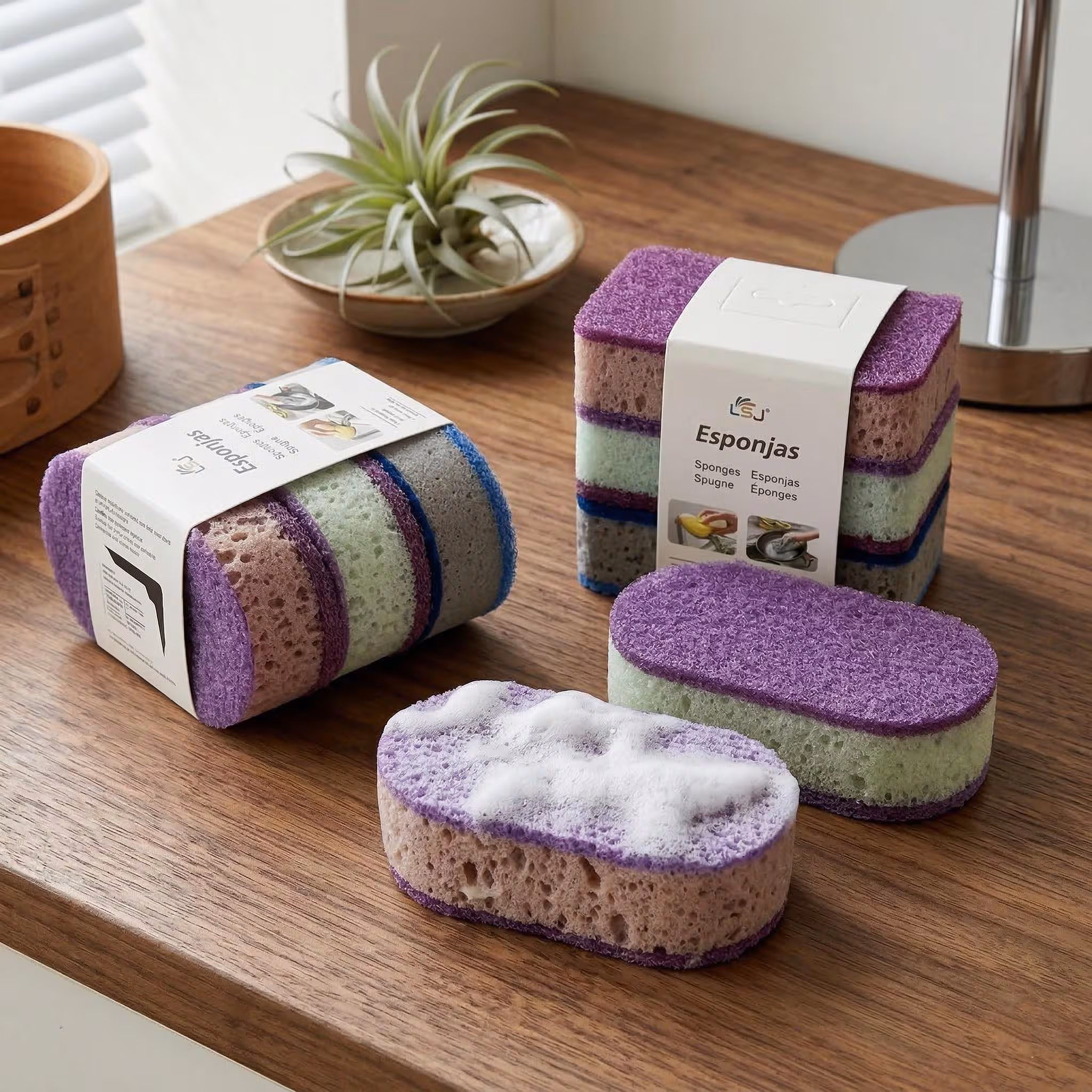 Dual-Sided Kitchen Scrub Sponges – Heavy Duty Scouring Pad, Soft Absorbent Sponge