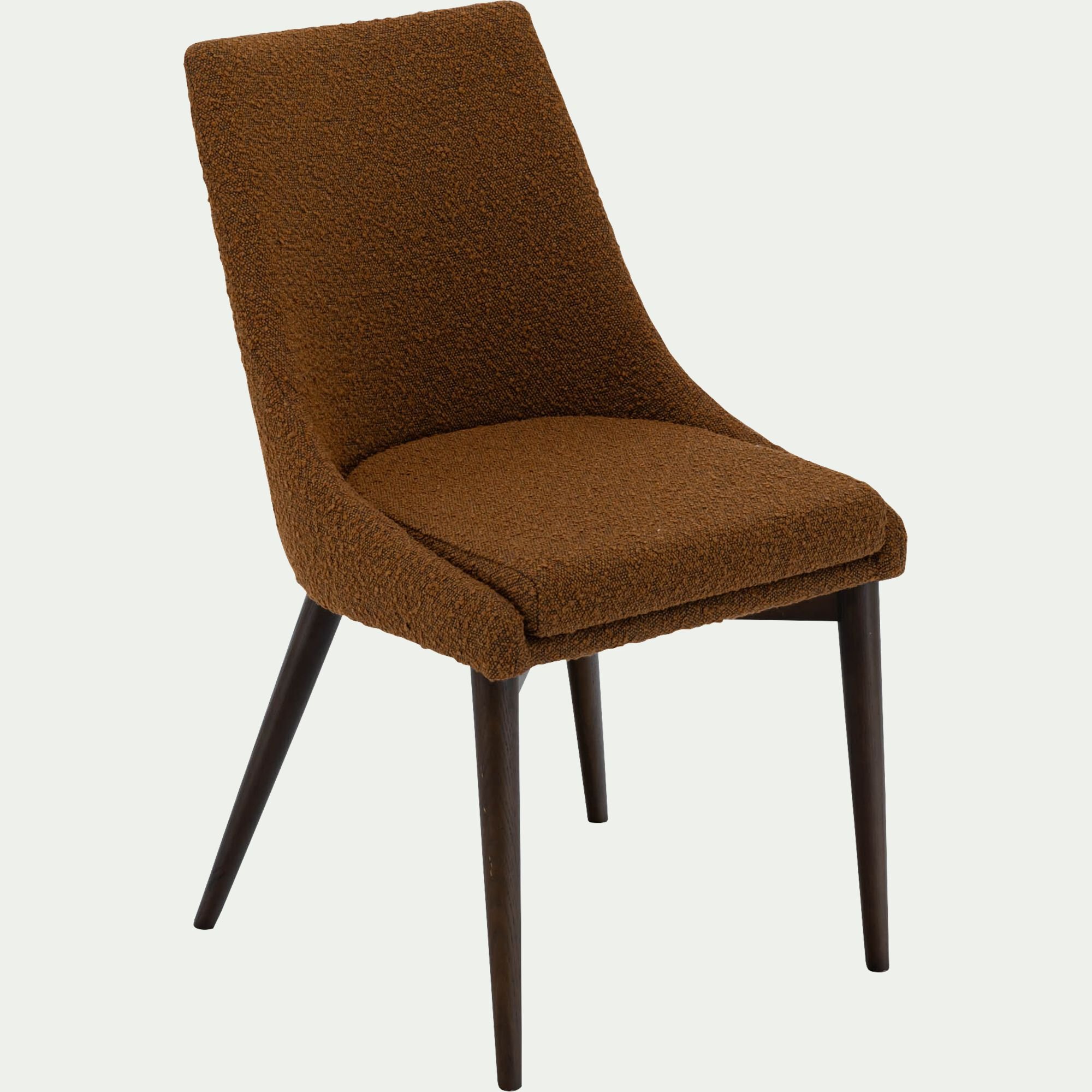 ABBY - Chaise de repas en tissu bouclette rasé - brun chataignier