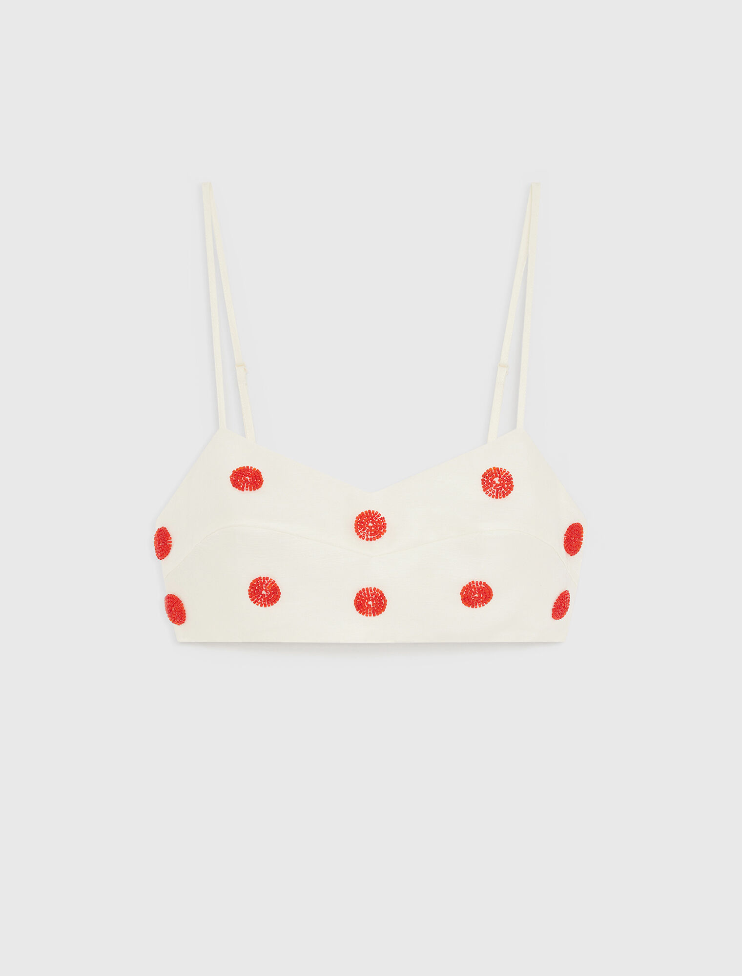 Brassière en lin et soie brodée