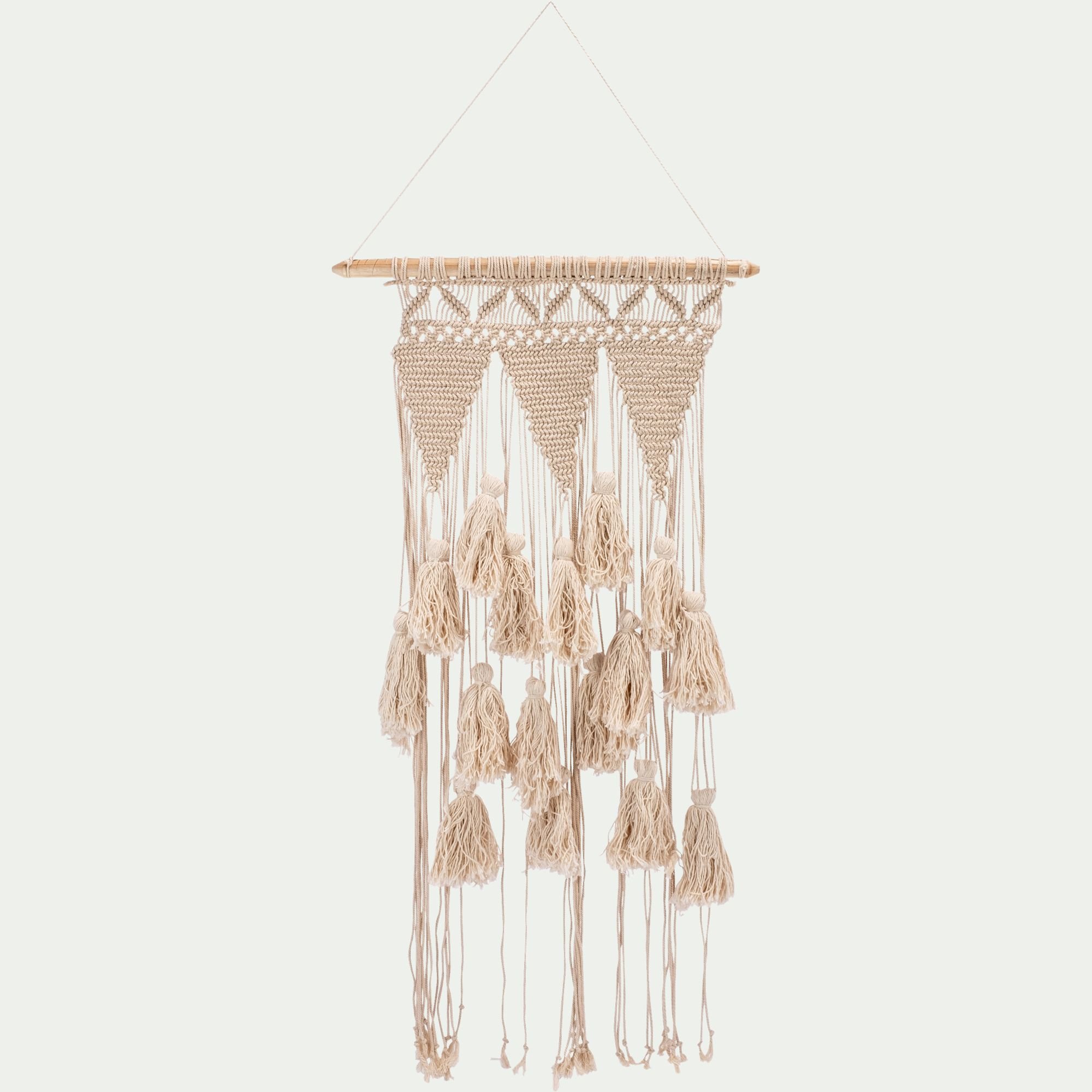 MACRAME - Décoration murale en coton - blanc L40xl90cm