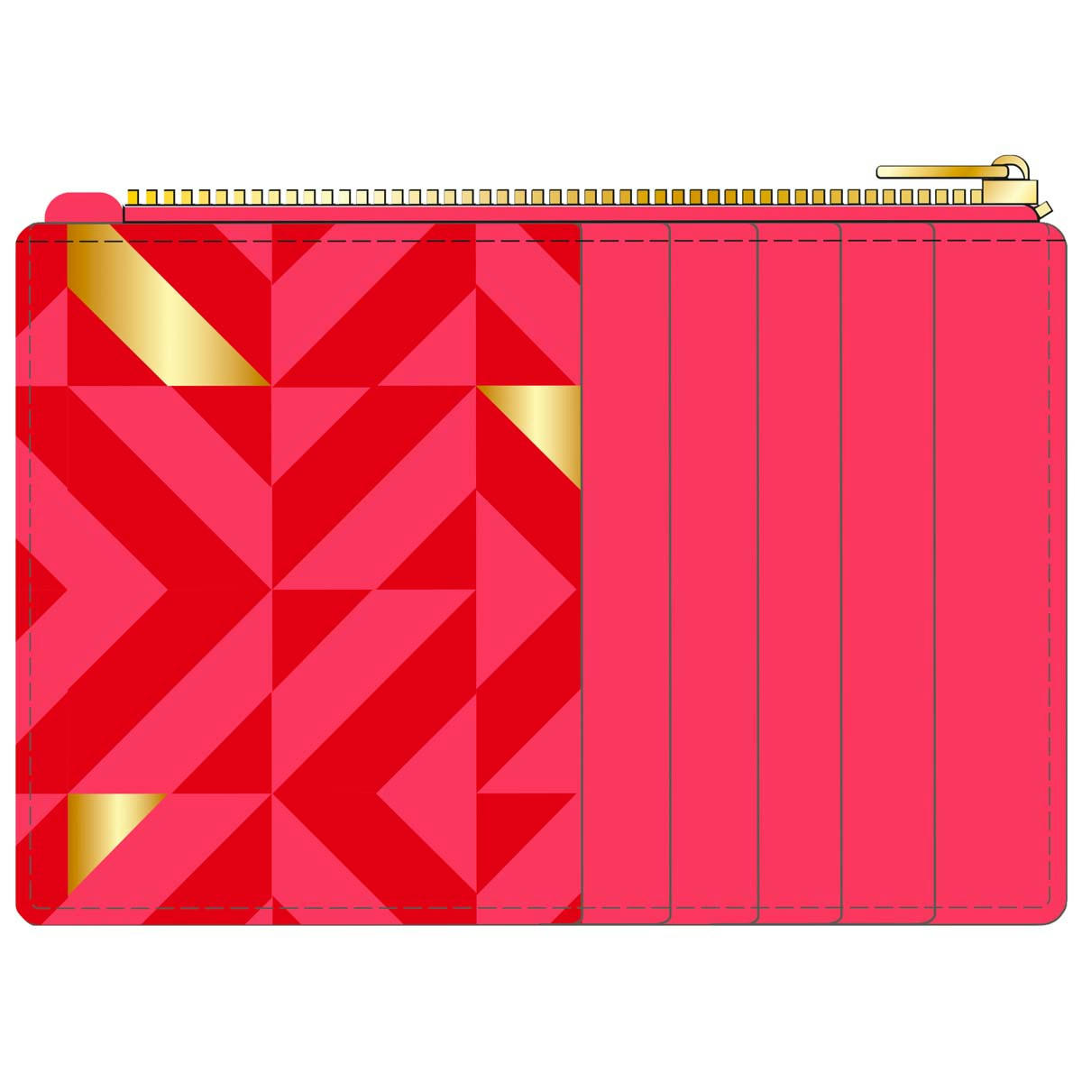 - Porte-cartes Zippé - Rouge Et Doré