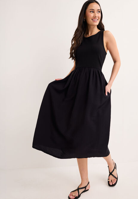 Womens Black Airflow 2 in 1 Midi Dress