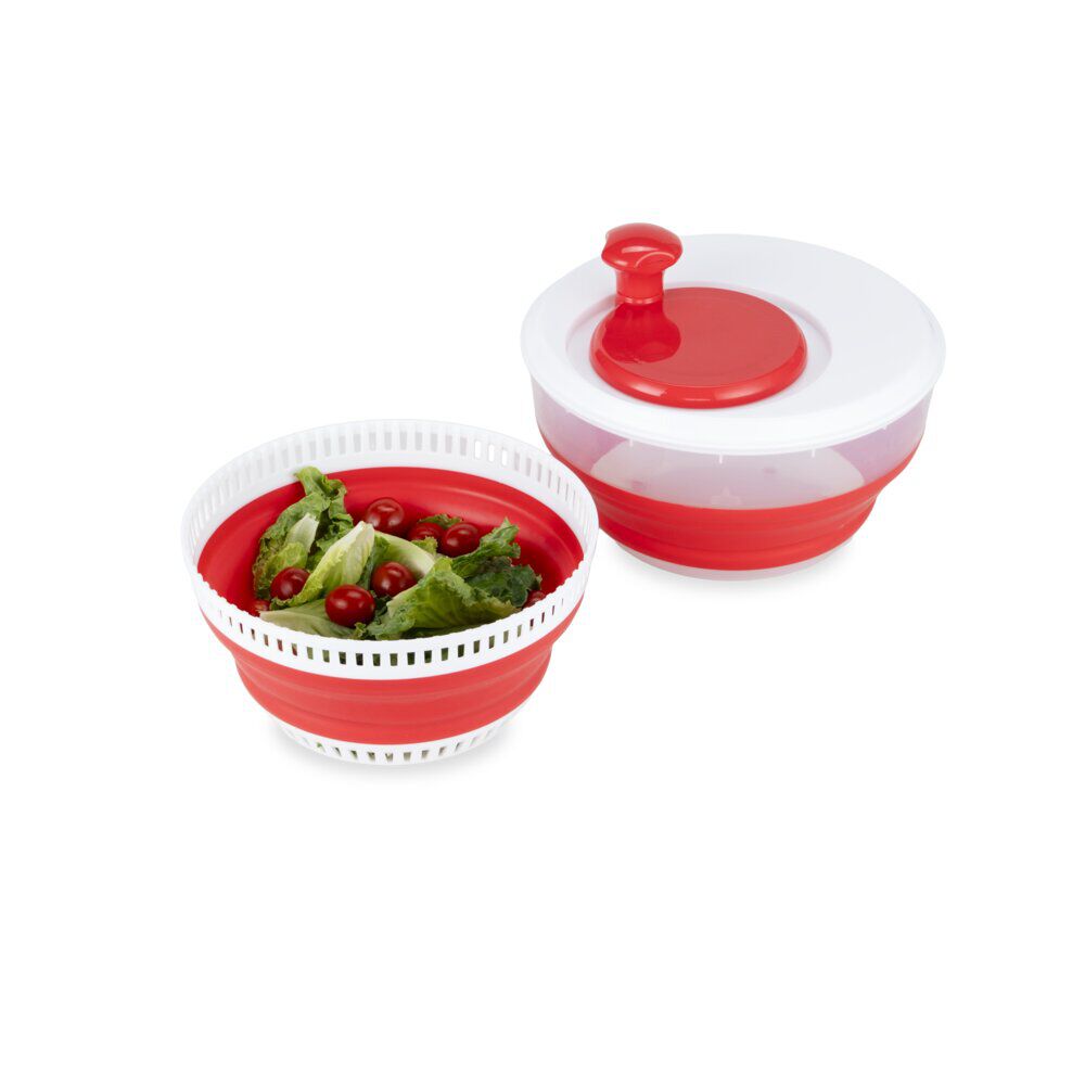 Essoreuse pliable rétractable plastique rouge et blanc Ø24,5xH19cm