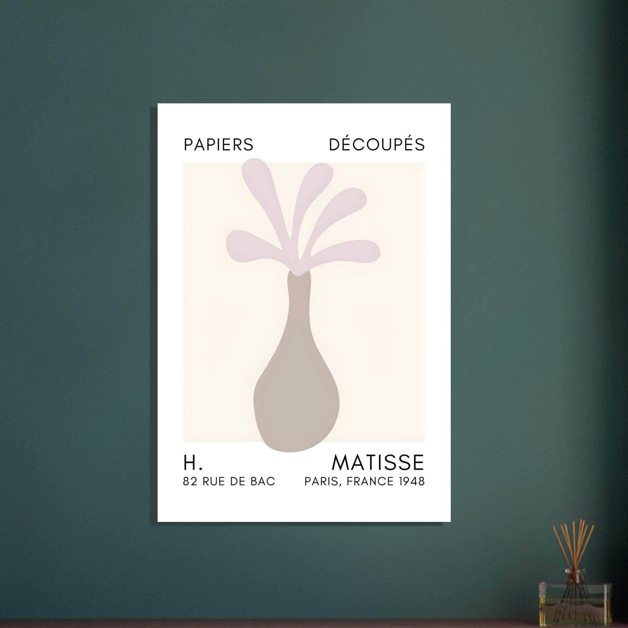 Artfulprints Poster Matisse - Ocean flower grey  - 50x70 cm - Grijs