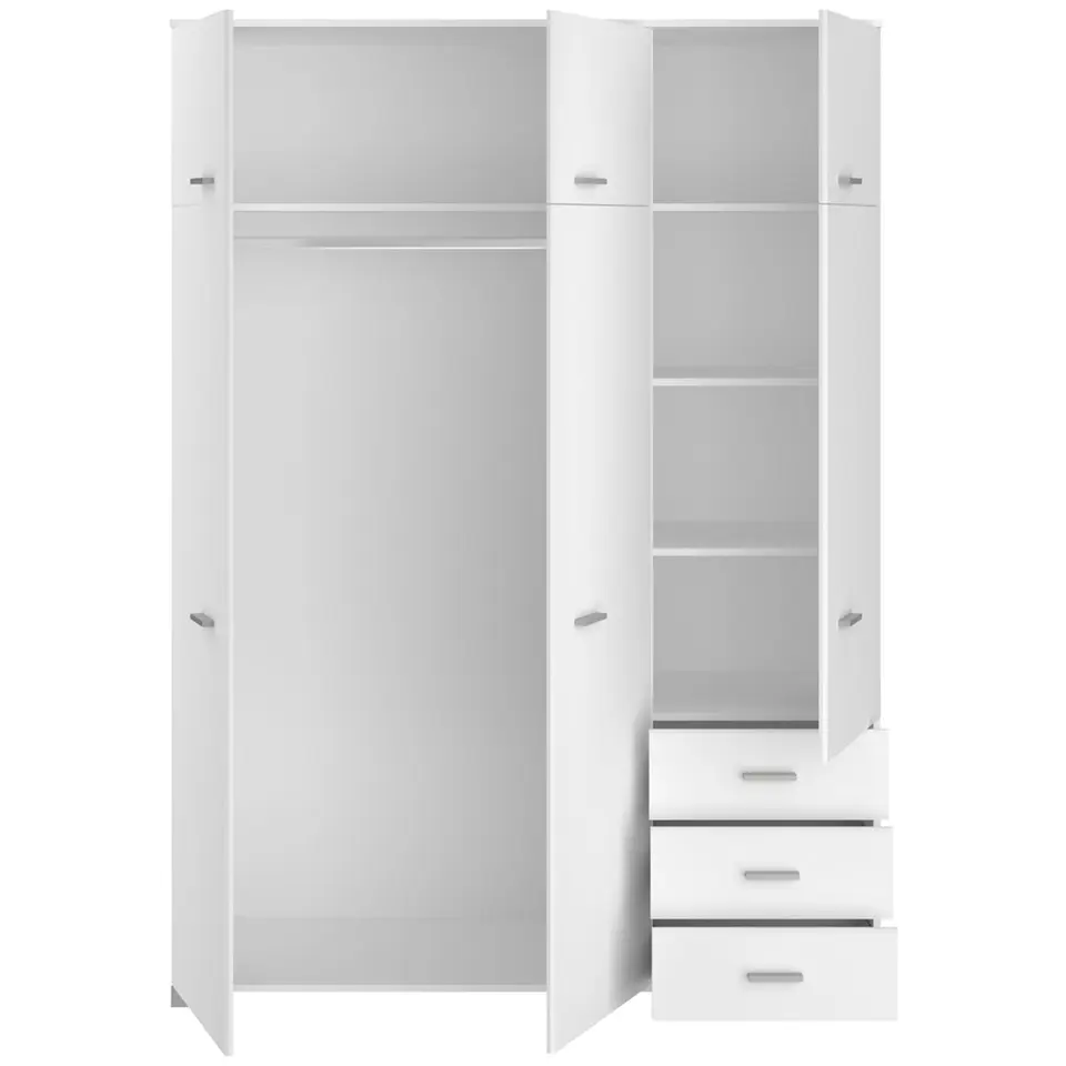 Kledingkast Timo 6-deurs - wit - 203x146x55 cm