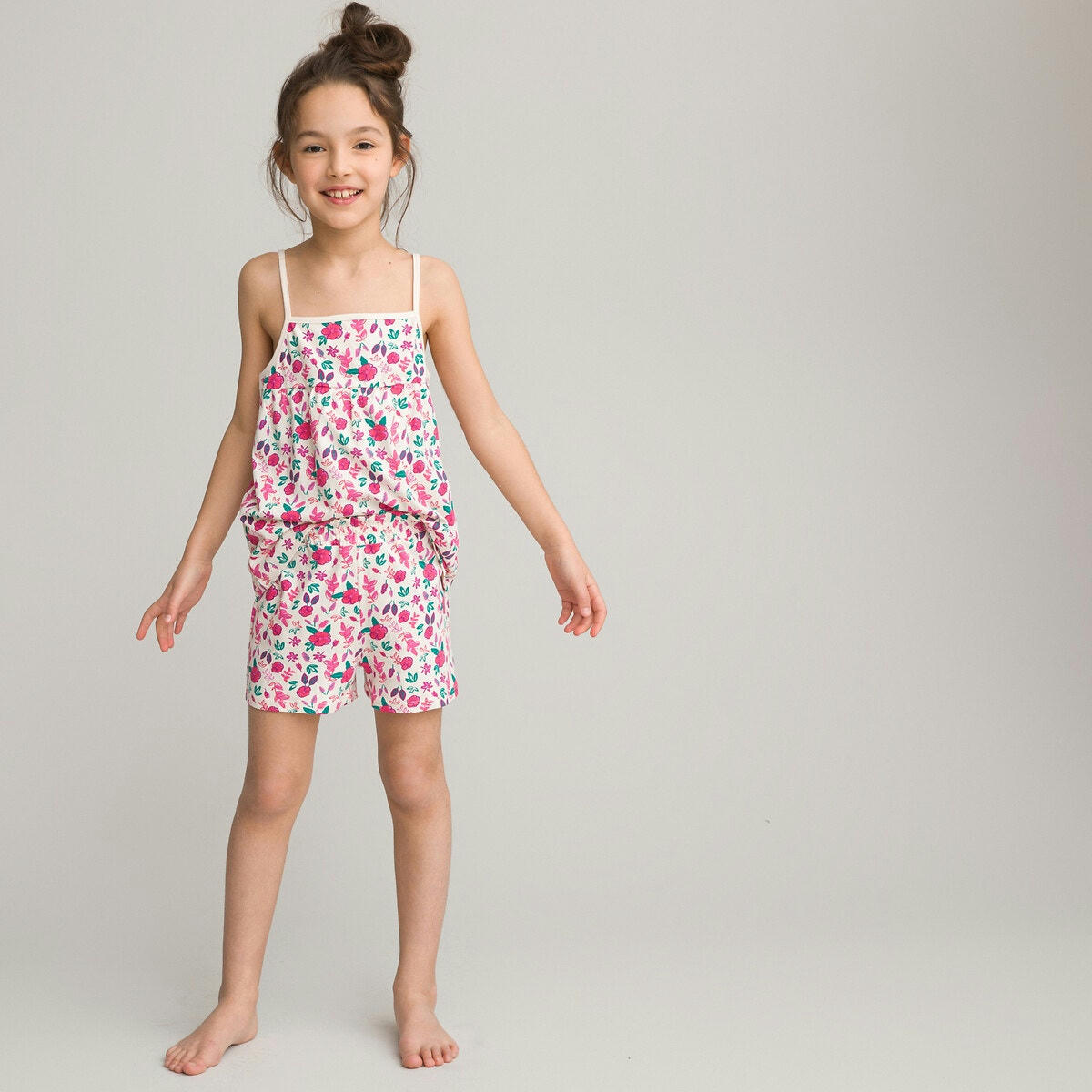 Pyjashort à bretelles imprimé fleurs
