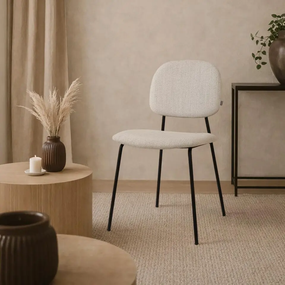 Nolon Jasmijn Eetkamerstoel Beige Melange - Zwart