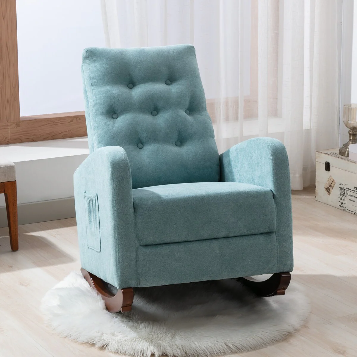 High Back Rocking Chair Nursery Chair Armchair for Living Room