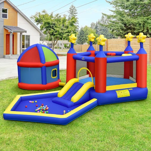NNECW Kids Inflatable Bouncy House with Double Basketball Hoops