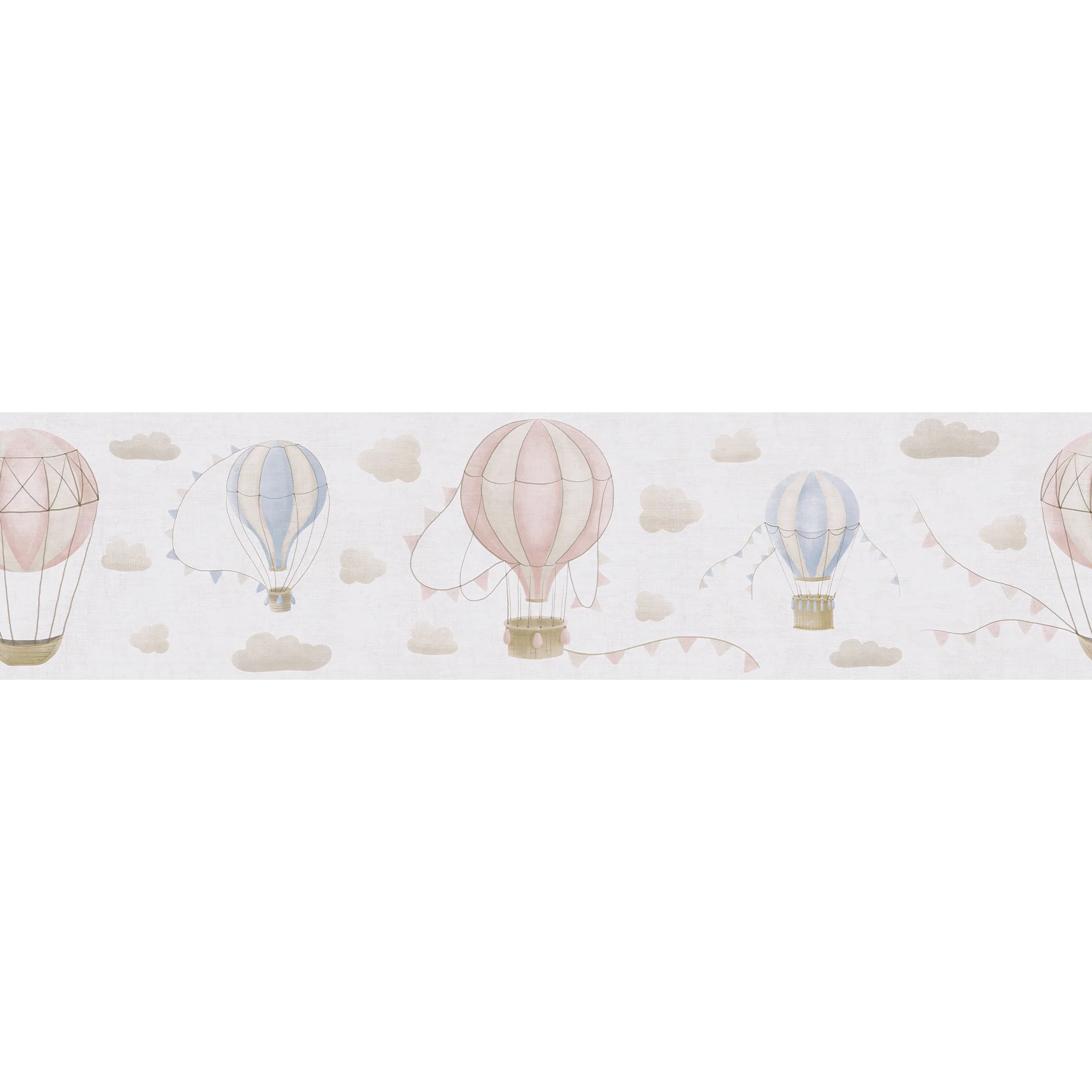 Frise intissée AIR BALLOON beige taupe, rose et bleu