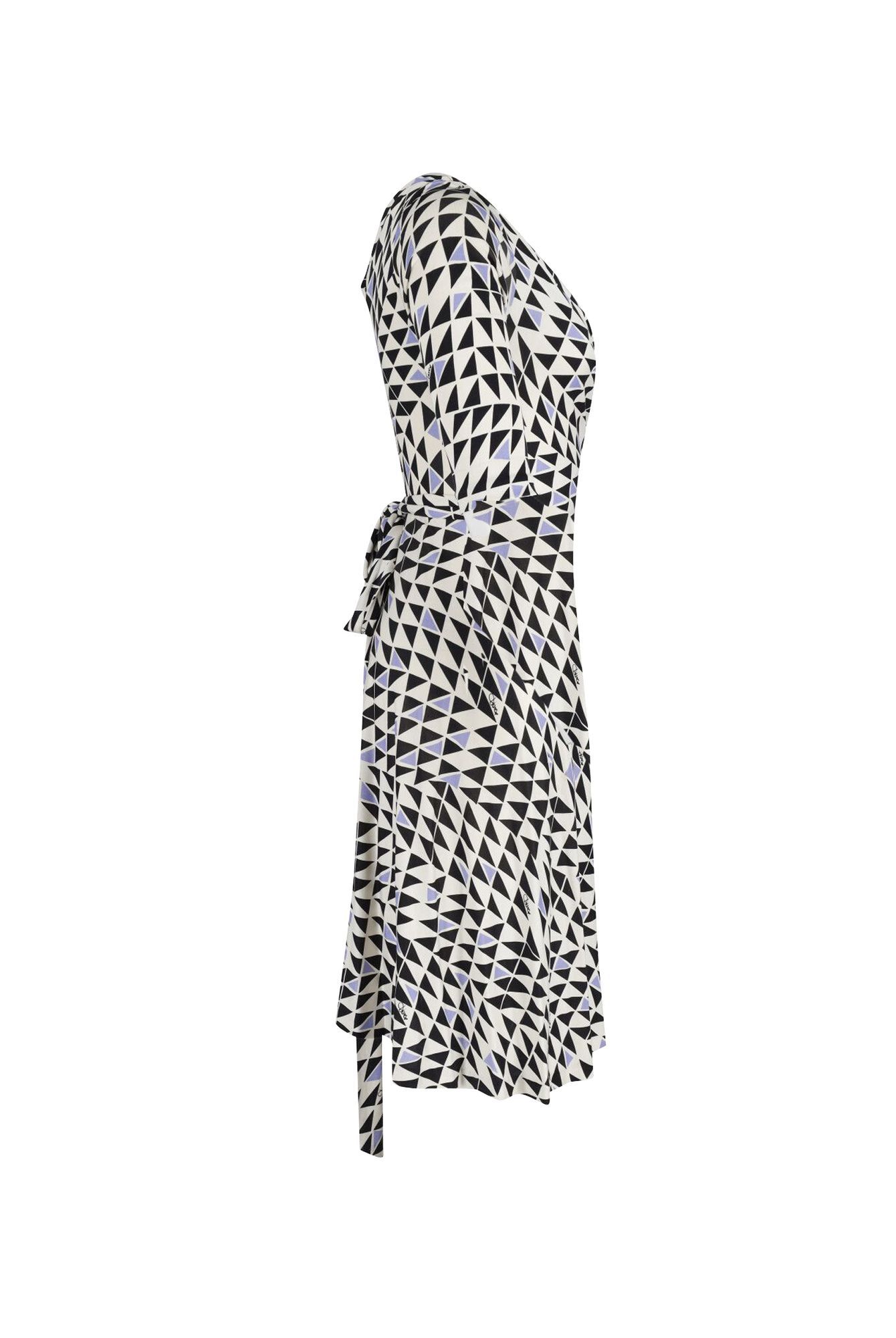 Diane Von Furstenberg Preloved Penna Geometric Print Wrap Dress in Multicolor Silk