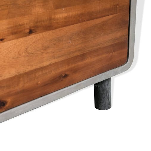 NNEVL Nightstand Concrete Solid Acacia Wood 40x30x50 cm