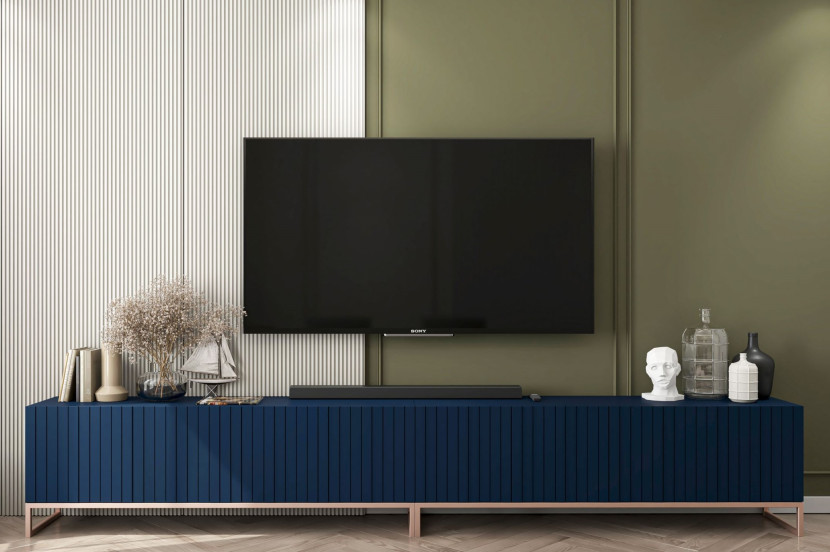 Szafka RTV Glamour Komoda RTV Granatowy MAT 300 cm
