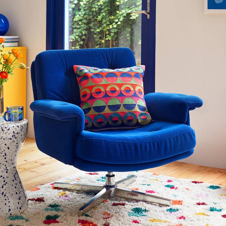 Habitat Dawson Fabric Swivel Chair - Blue