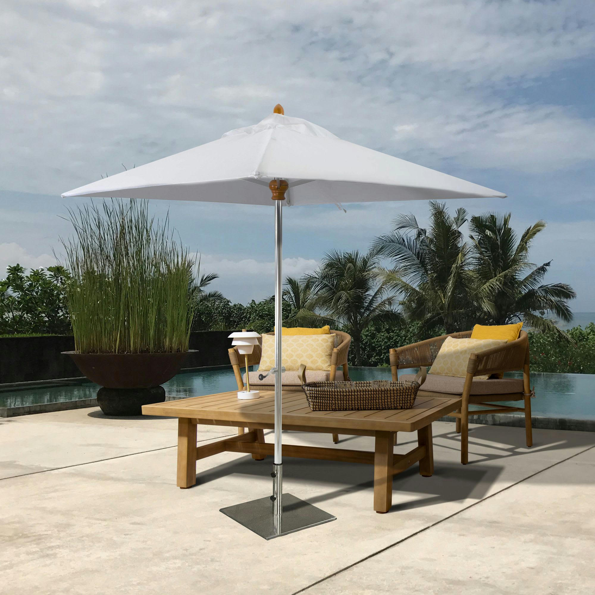 COMETE - Parasol en aluminium et toile blanc 200cm