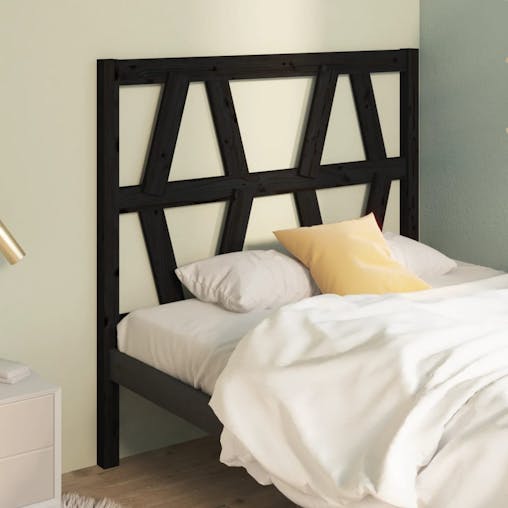NNEVL Bed Headboard Black 96x4x100 cm Solid Wood Pine