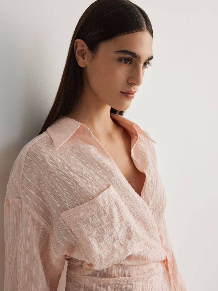 Wrap Front Blouse With Tie Detail
