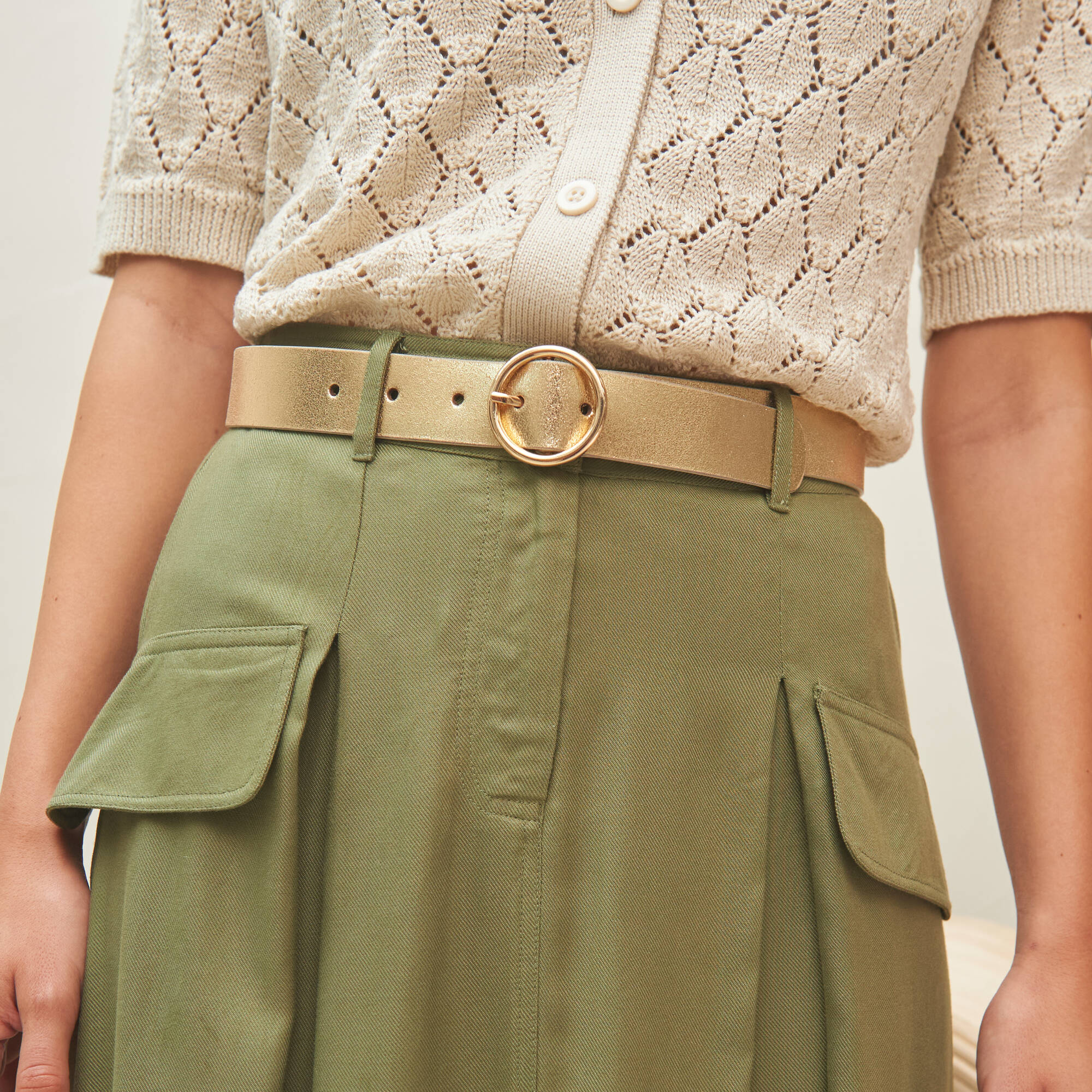 Ceinture en cuir, boucle ronde