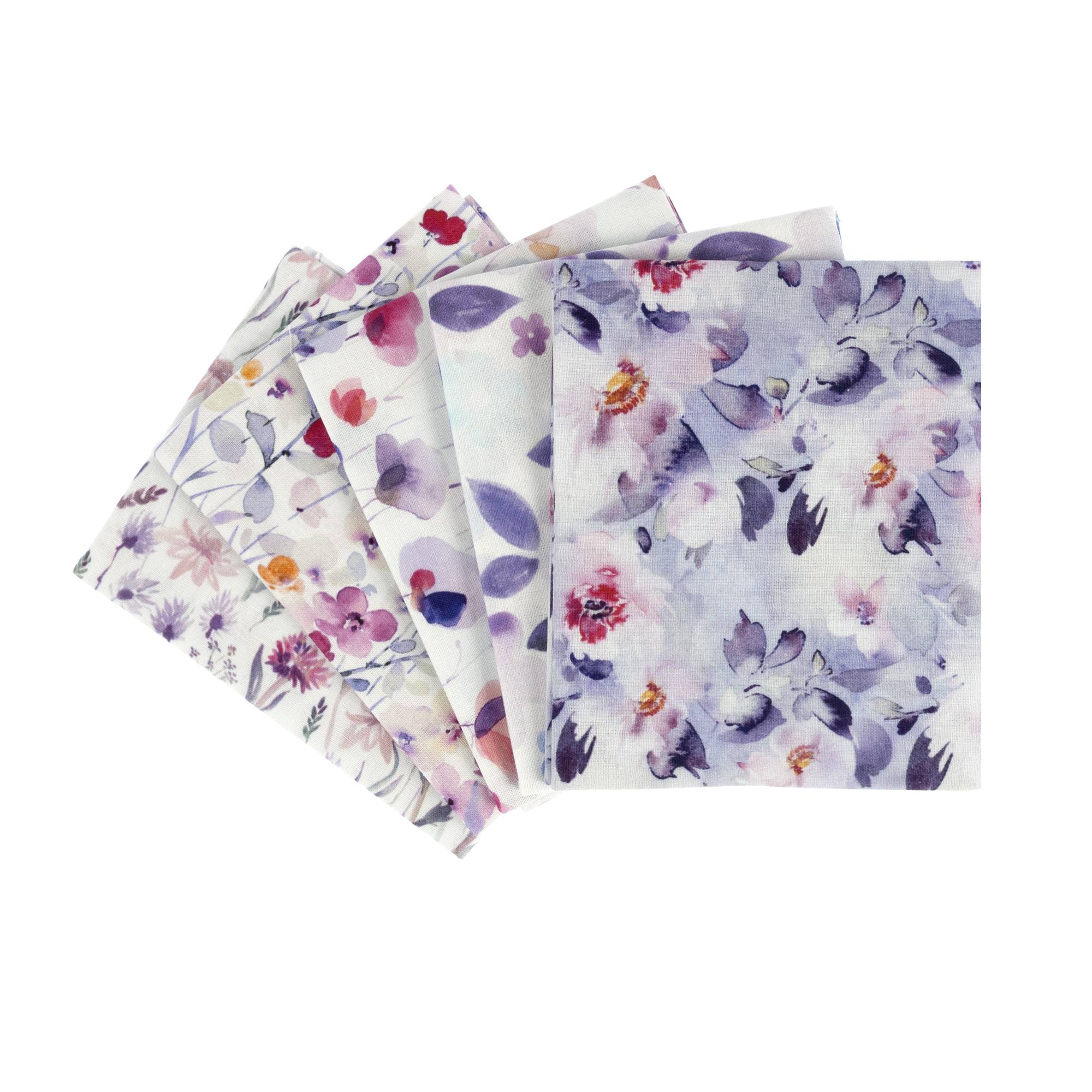 Painted Flowers Cotton Fat Quarters 5 Pack