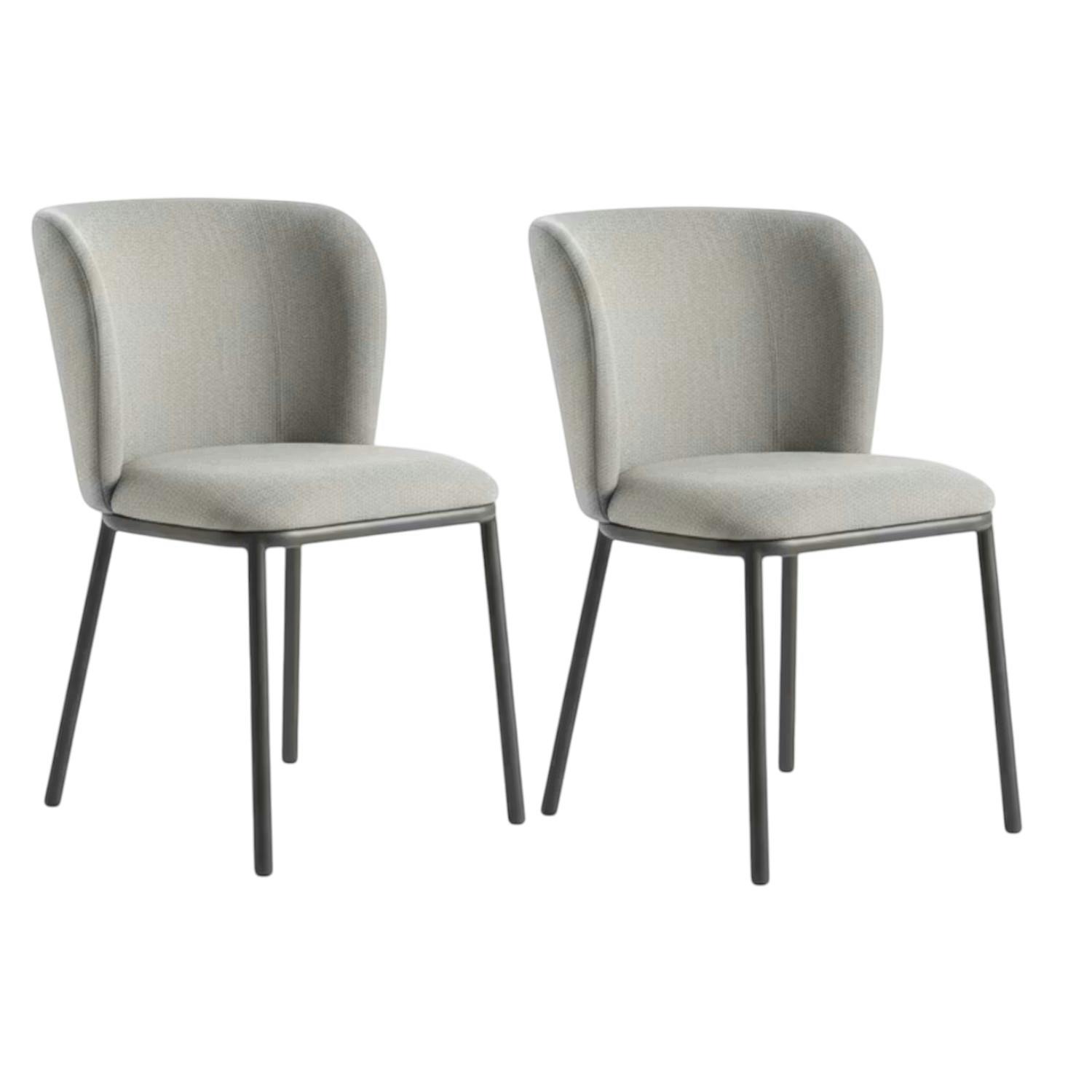 Chaise tissu gris clair dossier courbe (x2) AUREN