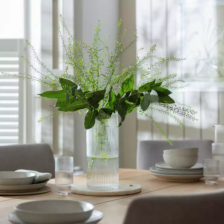 Habitat Tall Ribbed Glass Vase - Clear