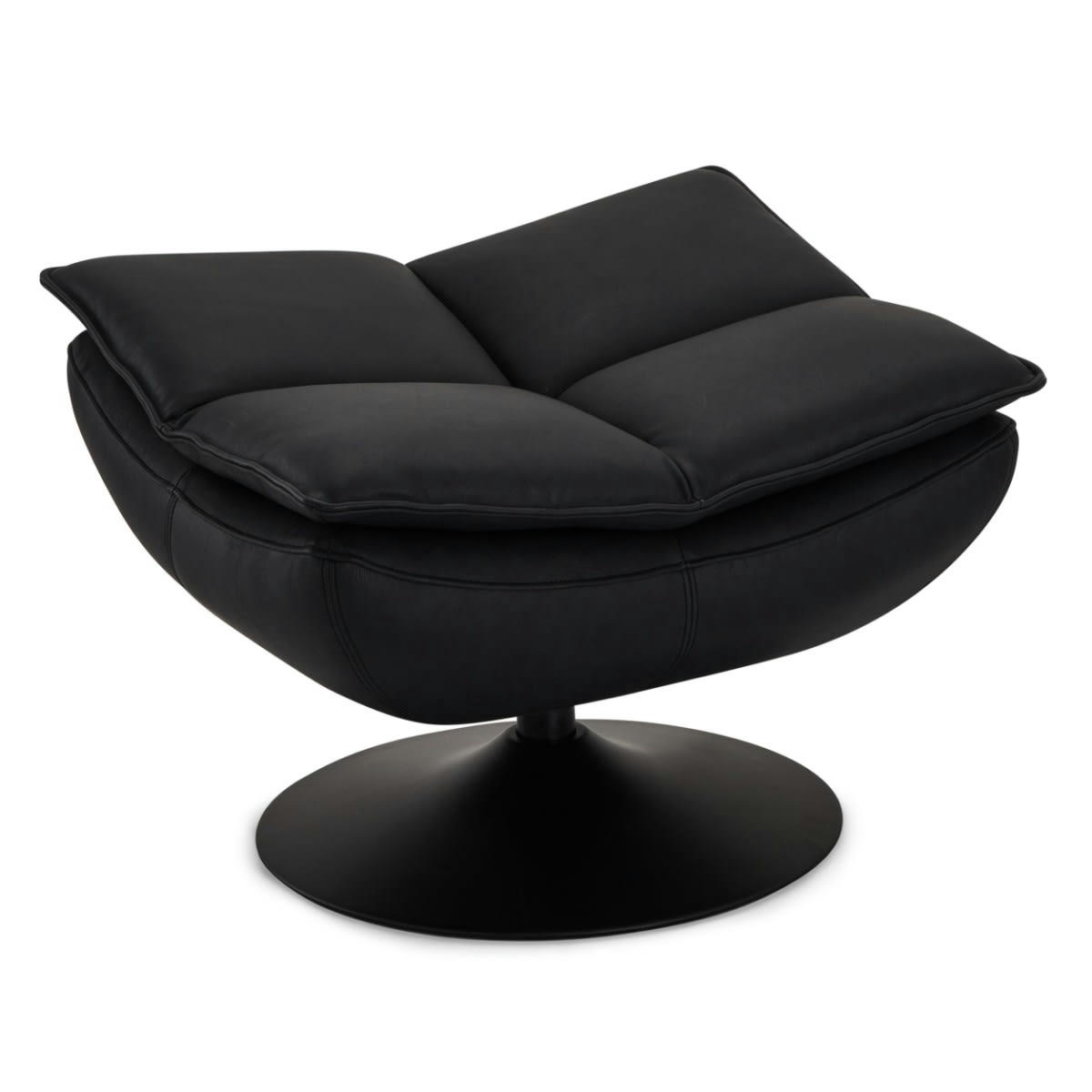 MIAMI - Repose-pieds en cuir noir