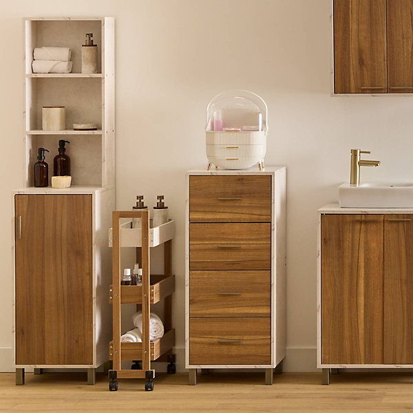 Desserte 3 niveaux Come L20cm bois et effet marbre - Marron- 5five