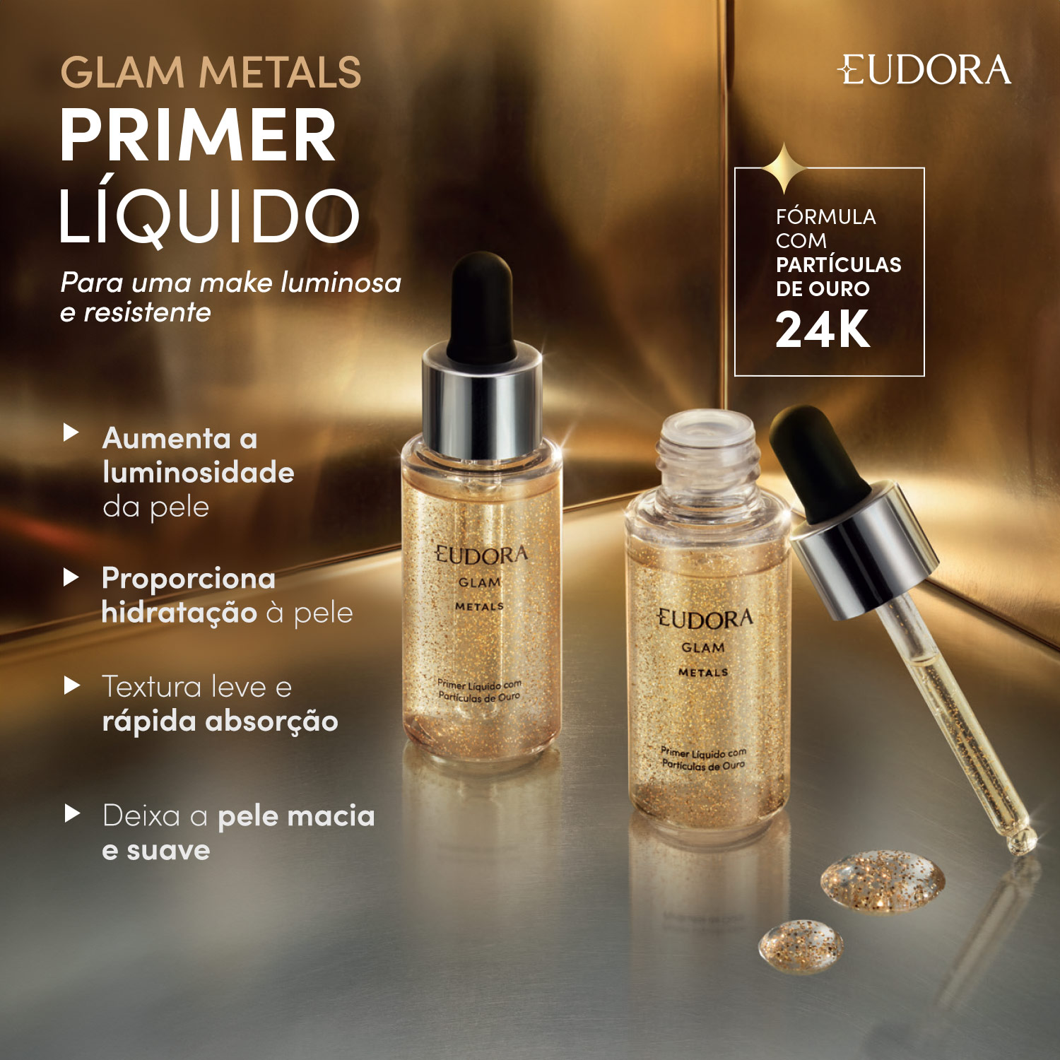 Primer Facial Líquido Glam Metals 32ml