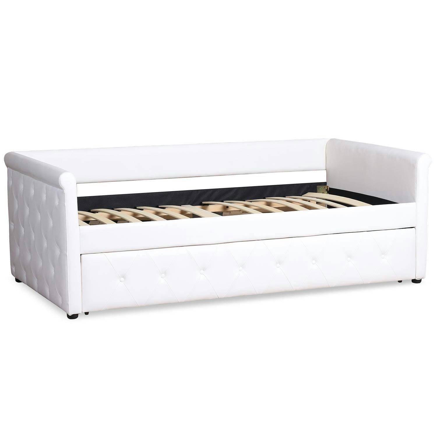 GARRY - Lit simple gigogne simili blanc