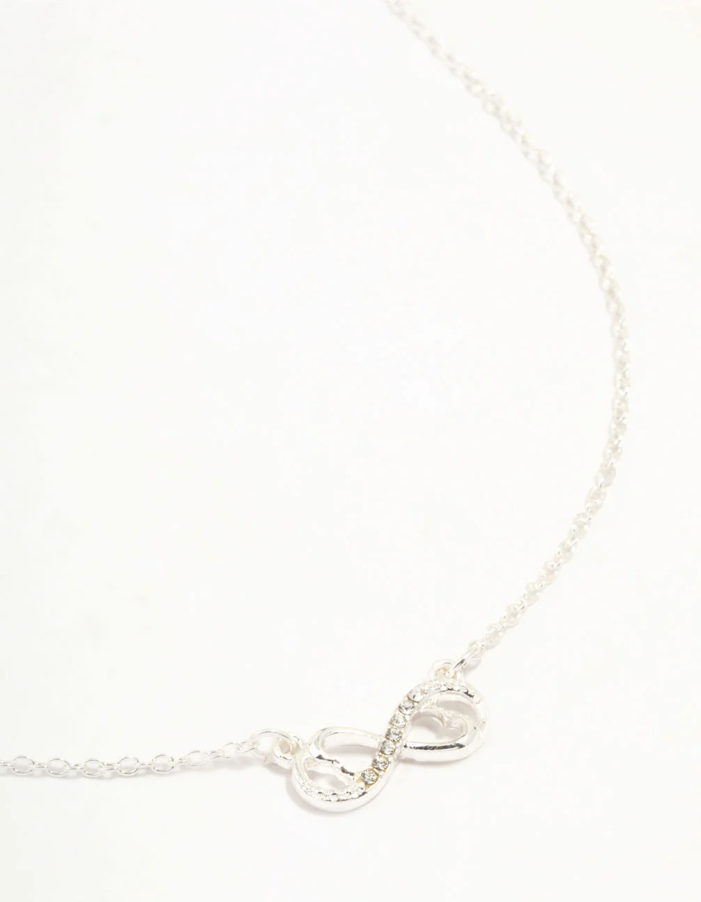 Silver Diamante Infinity With Heart Necklace