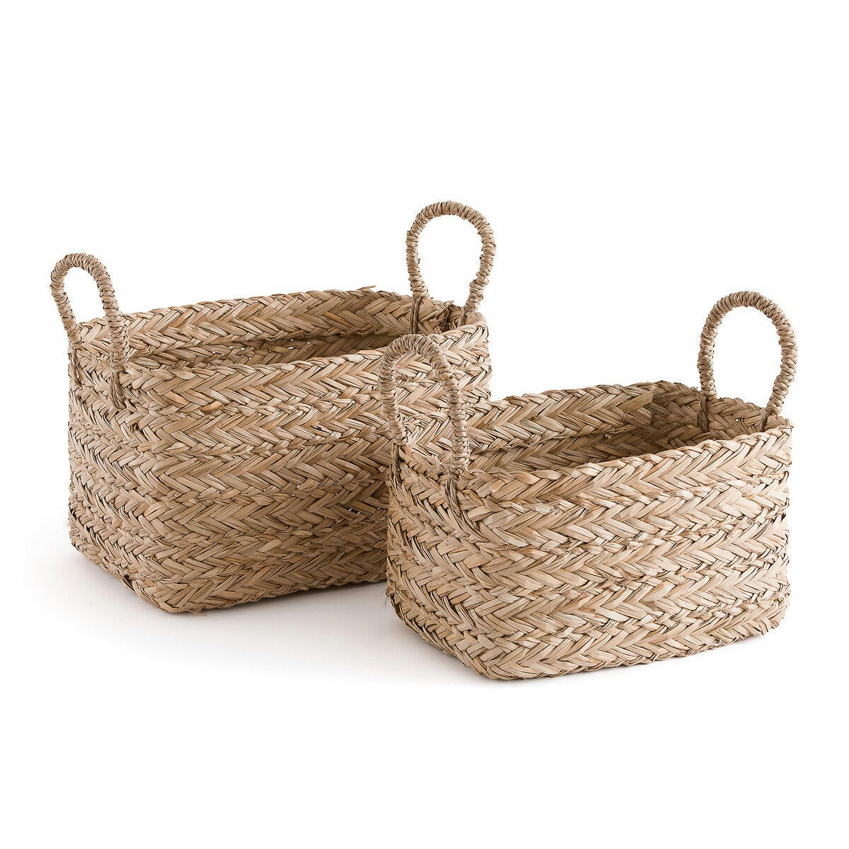Lot de 2 paniers en herbier tressé, Erbi