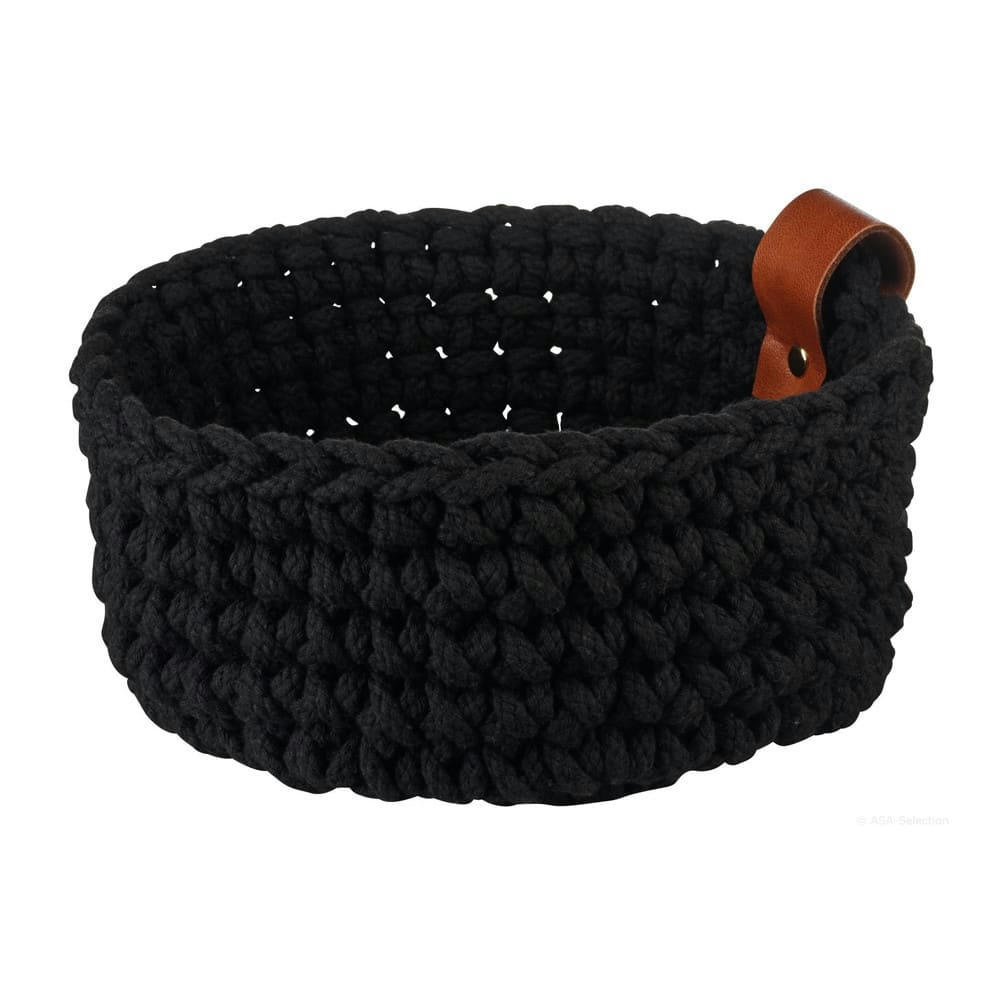 Haekel - Panier en crochet coton noir