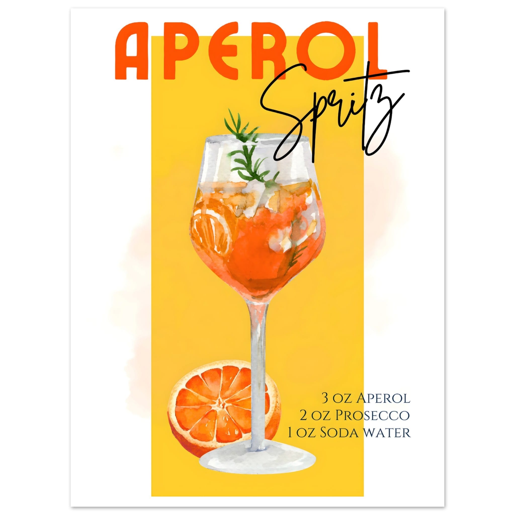 Artfulprints Poster Aperol Spritz - Yellow  - 30x40 cm - Geel