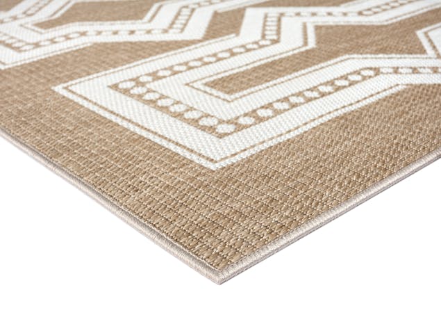 Lora Brown and Ivory Tribal Flatweave Indoor Outdoor Rug