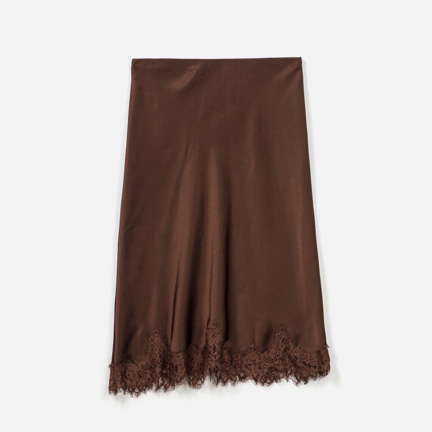 Jupe TEXTO marron avec bande dentelle